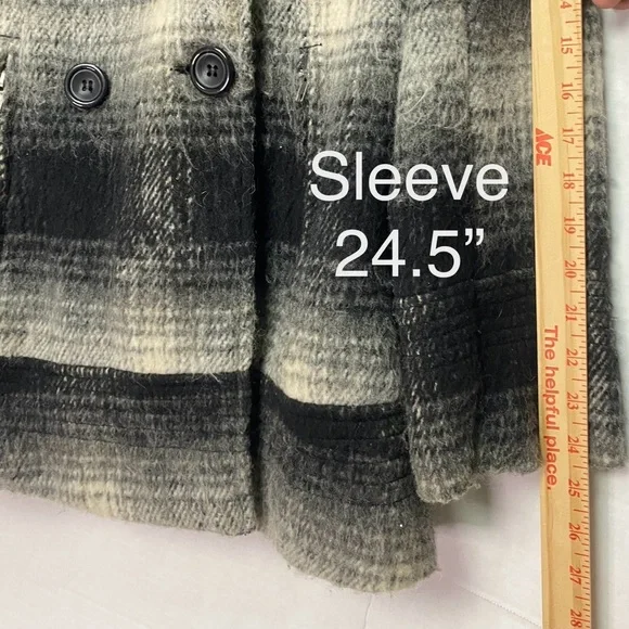GB Plaid Pea Coat Double Breasted Outerwear Women’s M - Picture 8 of 9